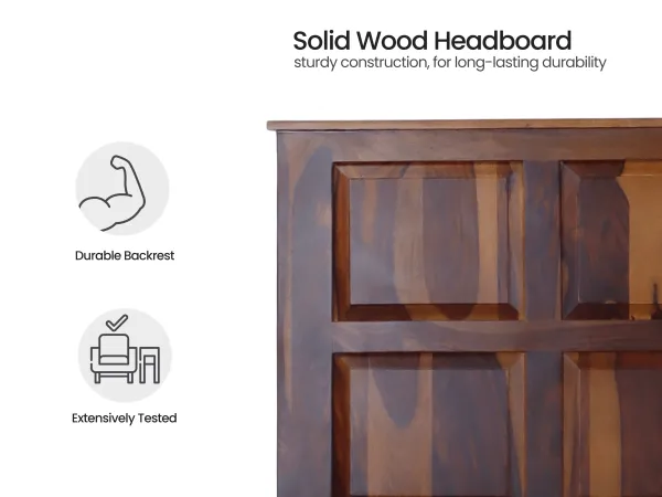 Alexa Solid Wood Queen Size Double Bed with 4 Inches Mattress